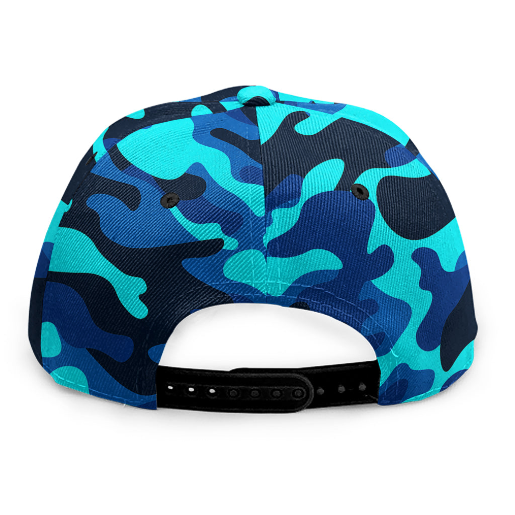 Blue And Black Camouflage Print Snapback Cap