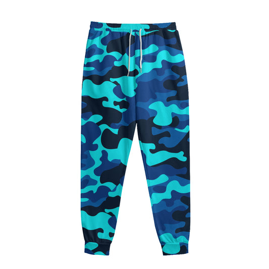 Blue And Black Camouflage Print Sweatpants