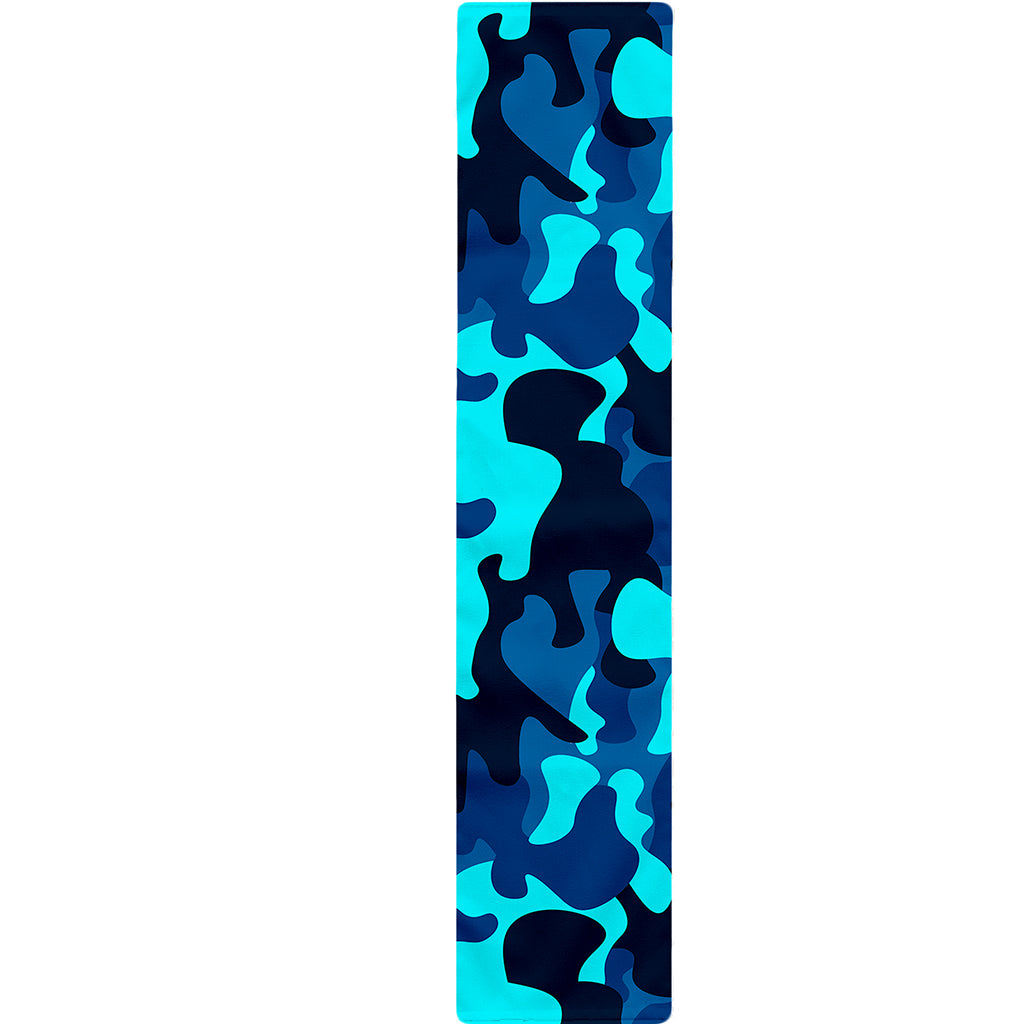 Blue And Black Camouflage Print Table Runner