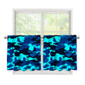 Blue And Black Camouflage Print Tier Curtains