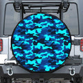 Blue And Black Camouflage Print Tire Cover
