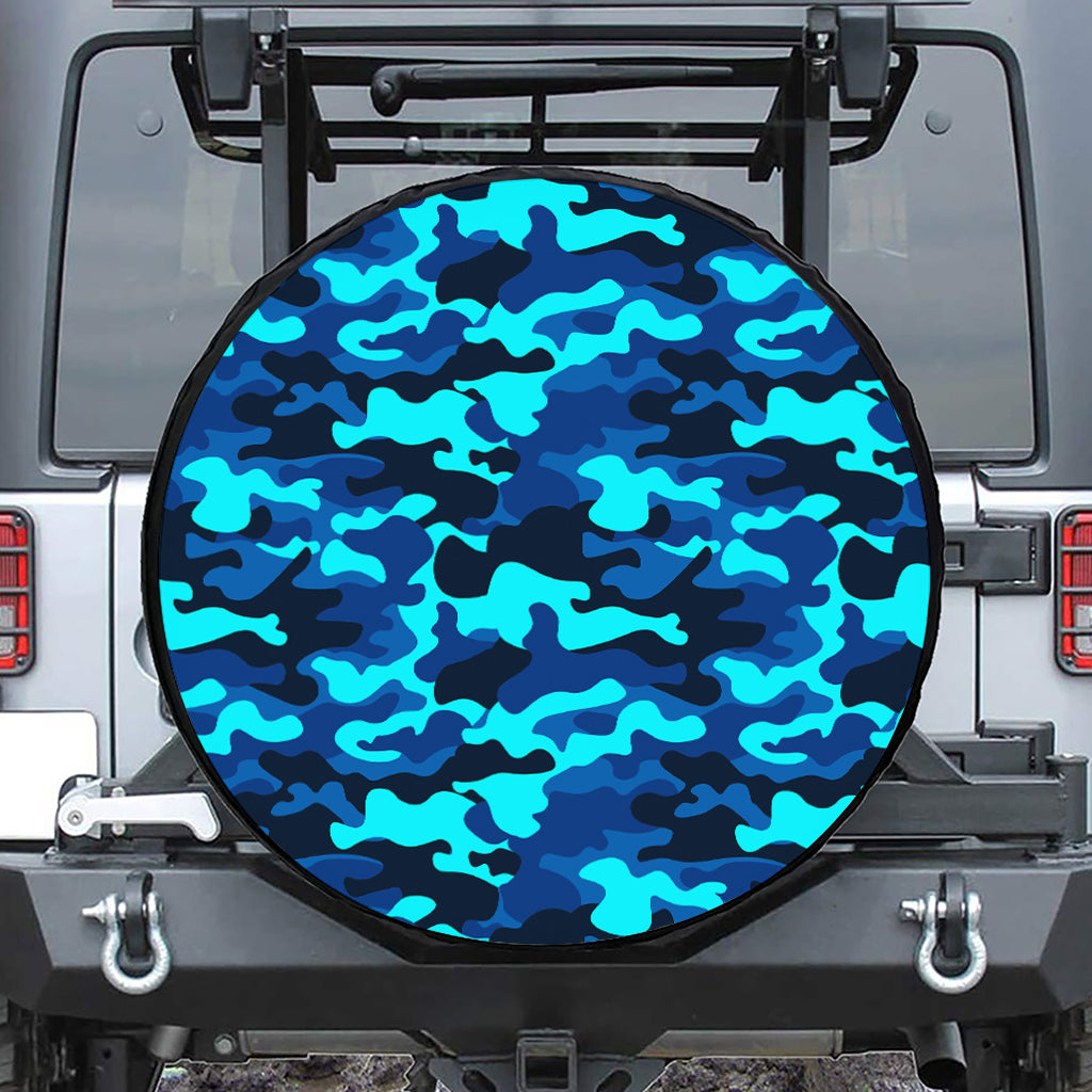 Blue And Black Camouflage Print Tire Cover