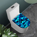 Blue And Black Camouflage Print Toilet Lid Cover