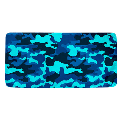Blue And Black Camouflage Print Towel