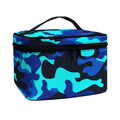 Blue And Black Camouflage Print Travel Makeup Bag