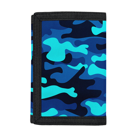 Blue And Black Camouflage Print Trifold Wallet