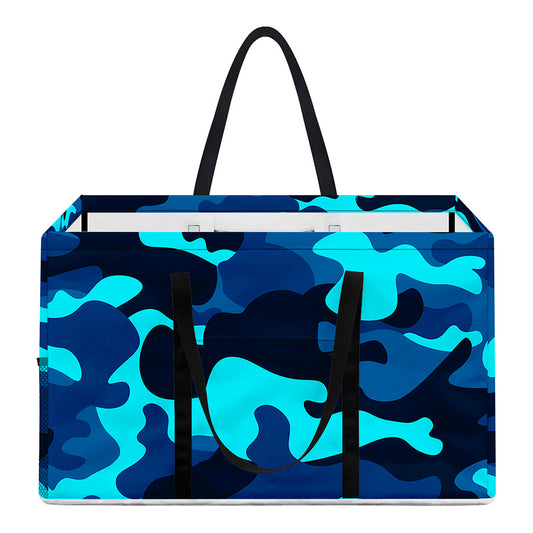 Blue And Black Camouflage Print Utility Tote Bag
