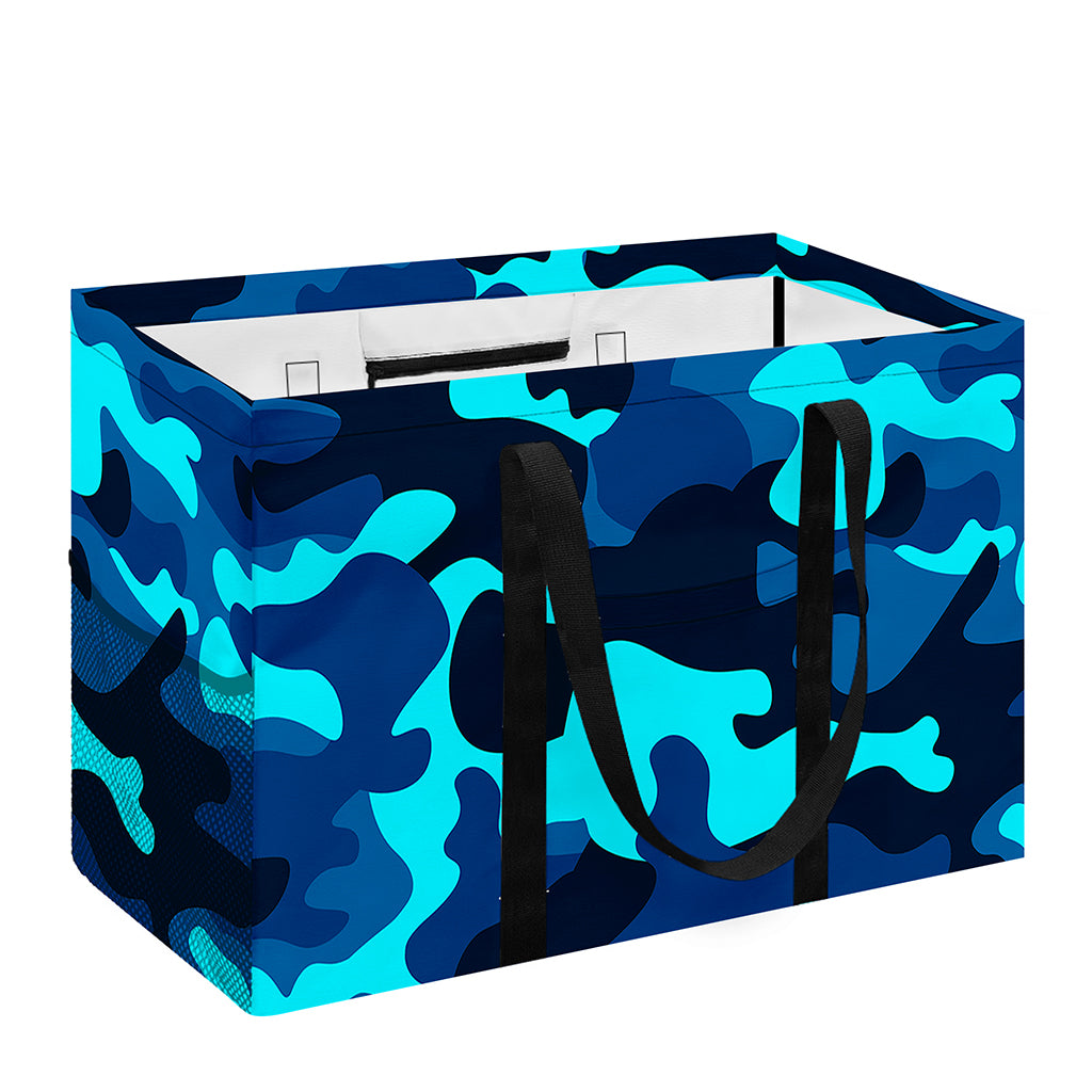Blue And Black Camouflage Print Utility Tote Bag