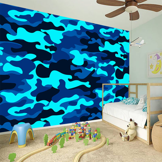 Blue And Black Camouflage Print Wall Sticker