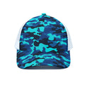 Blue And Black Camouflage Print White Mesh Trucker Hat