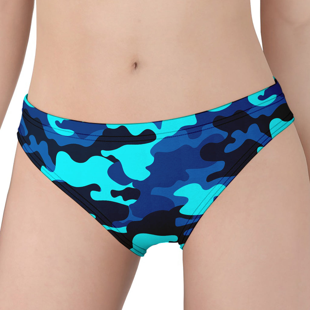 Blue And Black Camouflage Print Women's Panties