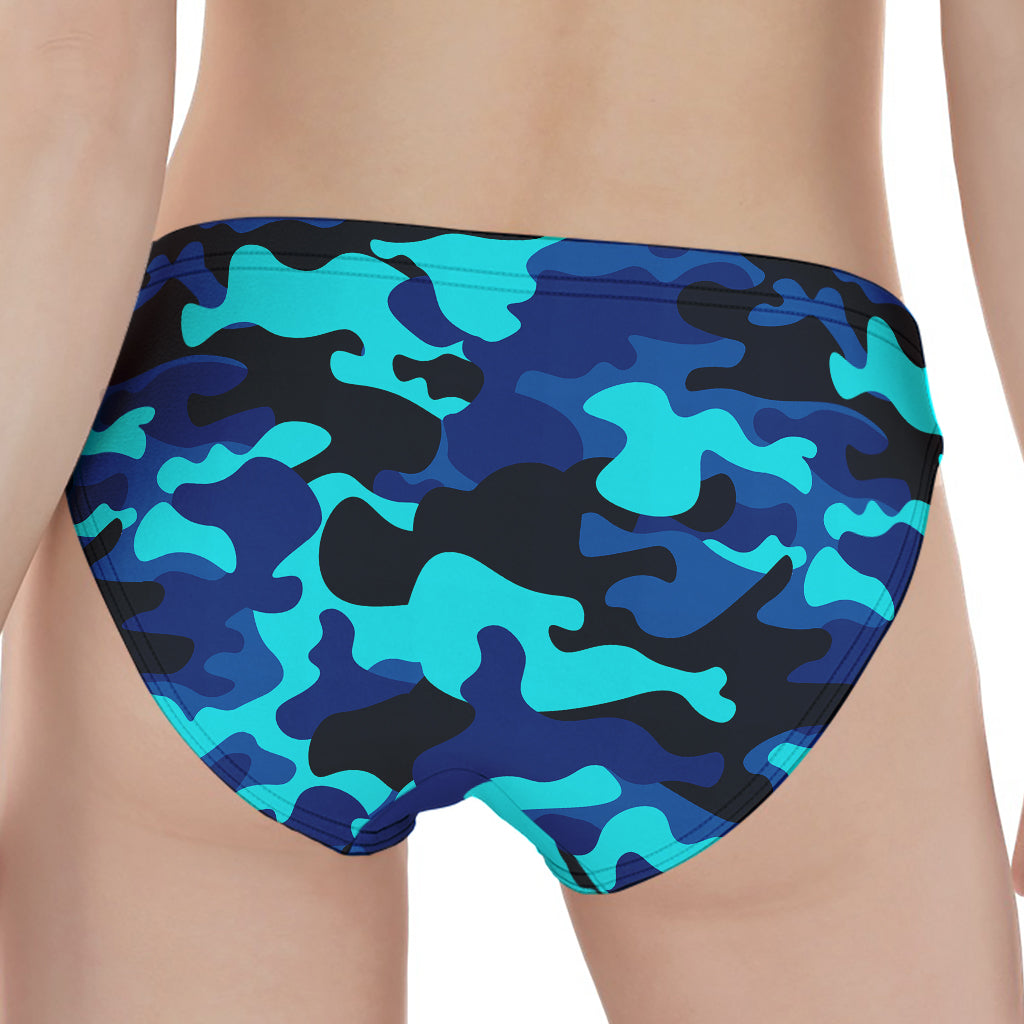 Blue And Black Camouflage Print Women's Panties