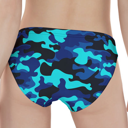 Blue And Black Camouflage Print Women's Panties
