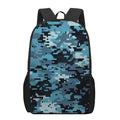 Blue And Black Digital Camo Print 17 Inch Backpack