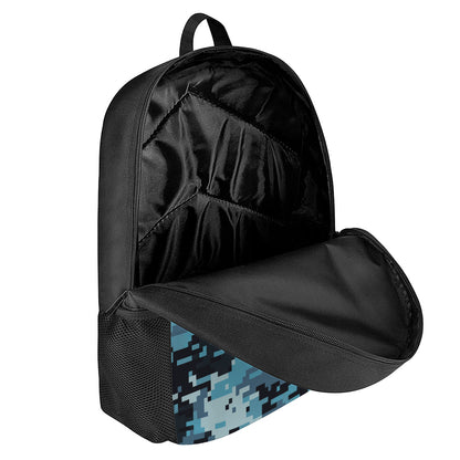 Blue And Black Digital Camo Print 17 Inch Backpack