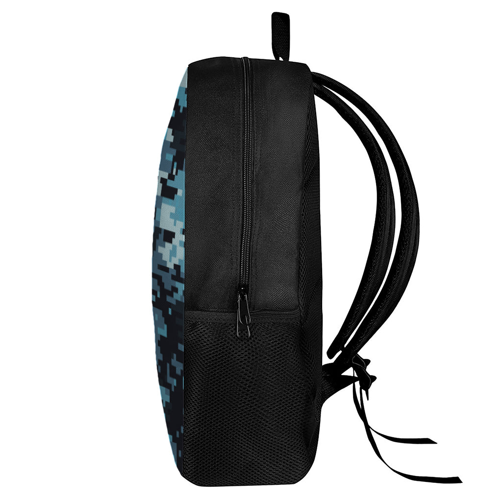 Blue And Black Digital Camo Print 17 Inch Backpack