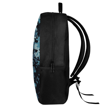 Blue And Black Digital Camo Print 17 Inch Backpack