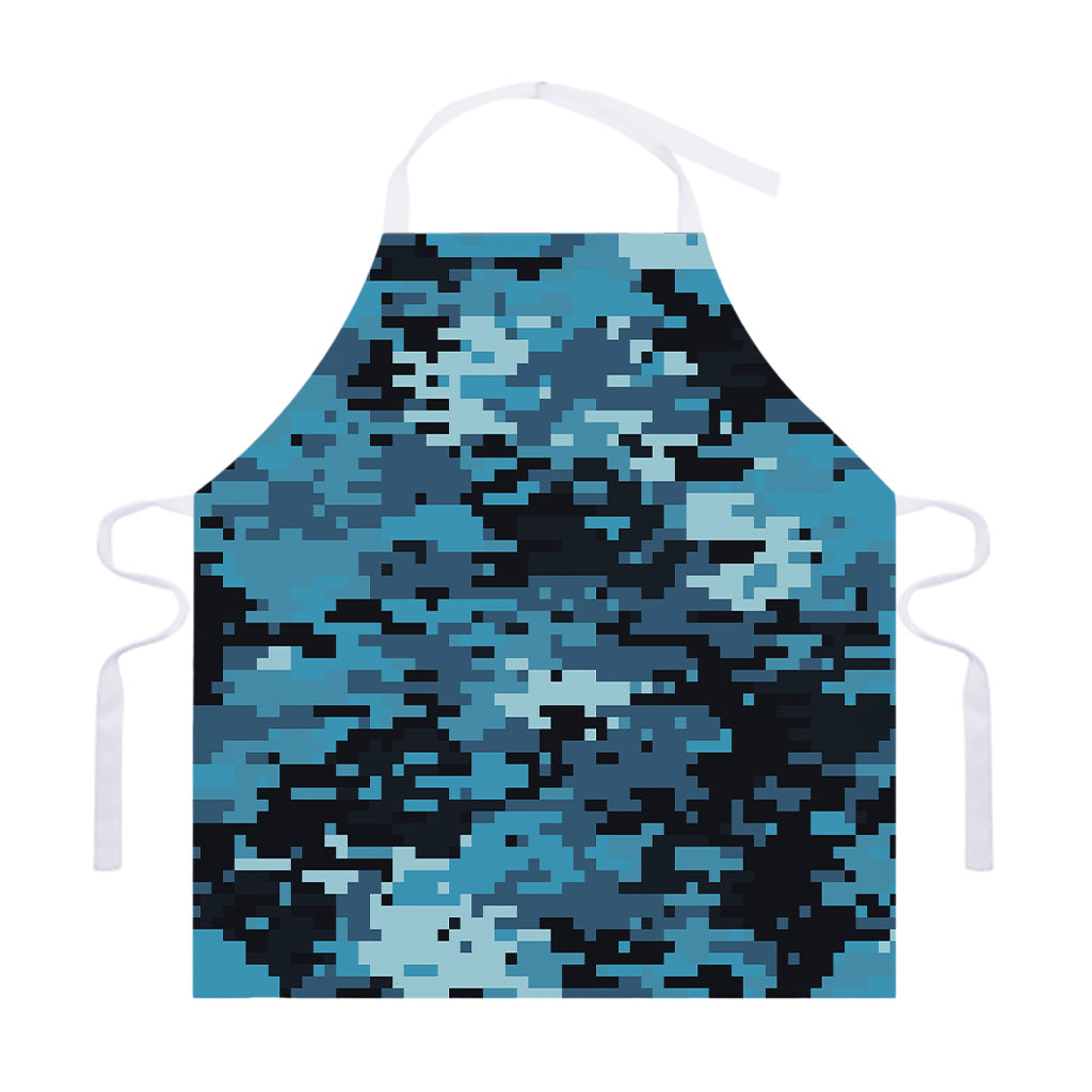 Blue And Black Digital Camo Print Adjustable Apron