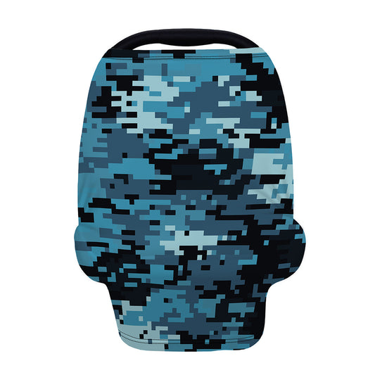 Blue And Black Digital Camo Print Baby Seat Cover