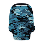 Blue And Black Digital Camo Print Baby Seat Cover