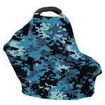 Blue And Black Digital Camo Print Baby Seat Cover