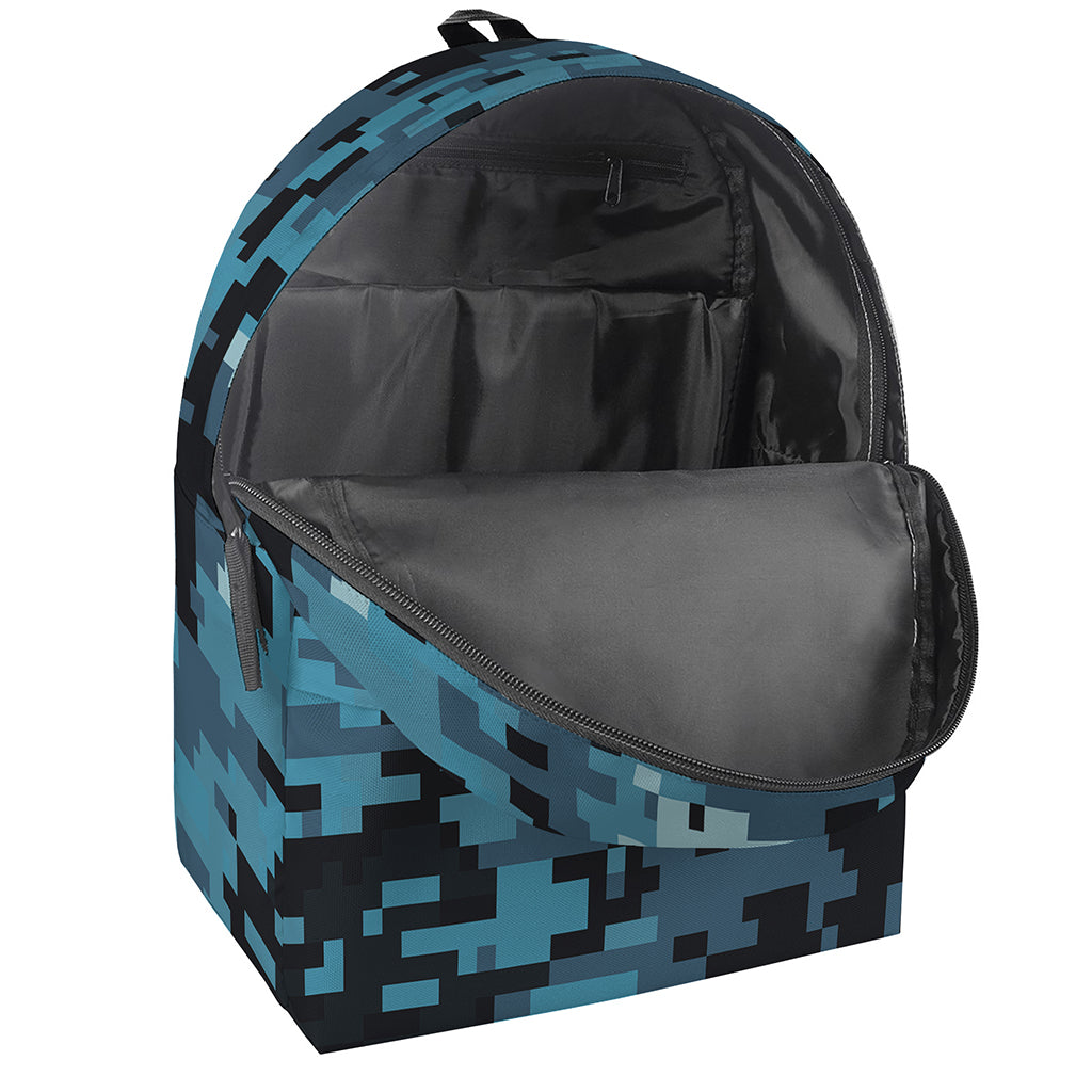 Blue And Black Digital Camo Print Backpack