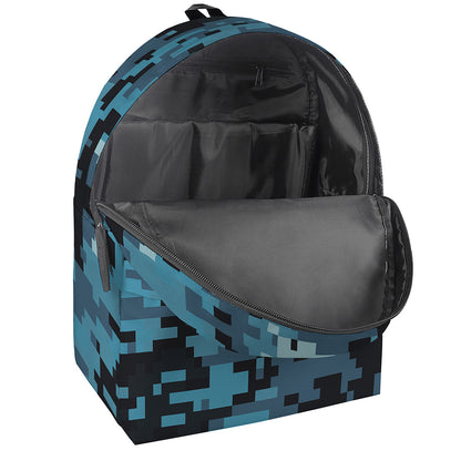 Blue And Black Digital Camo Print Backpack