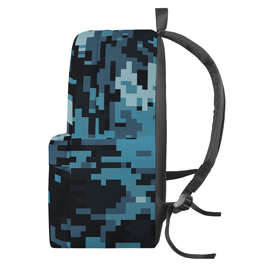Blue And Black Digital Camo Print Backpack
