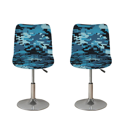 Blue And Black Digital Camo Print Bar Stool Covers