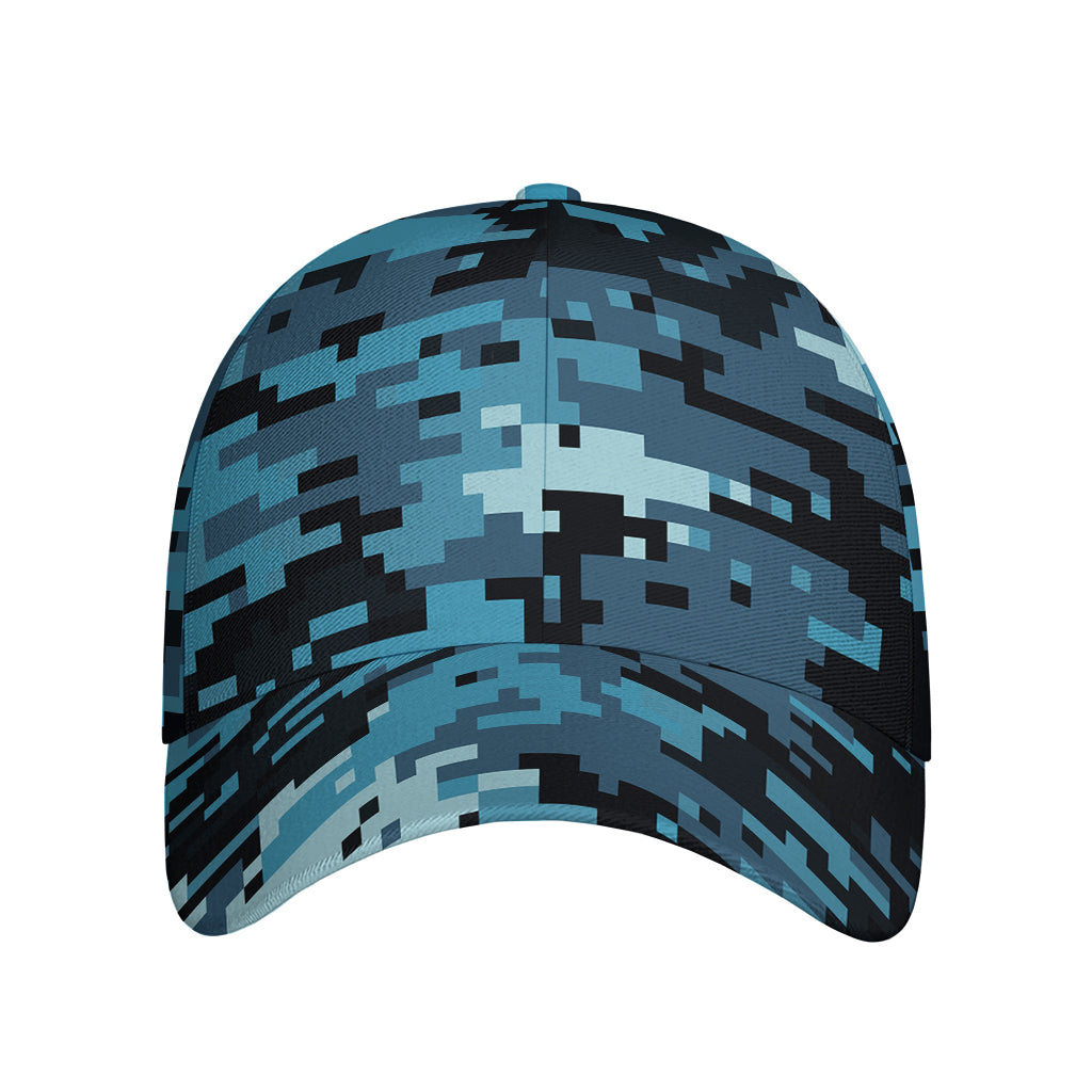 Blue And Black Digital Camo Print Baseball Cap
