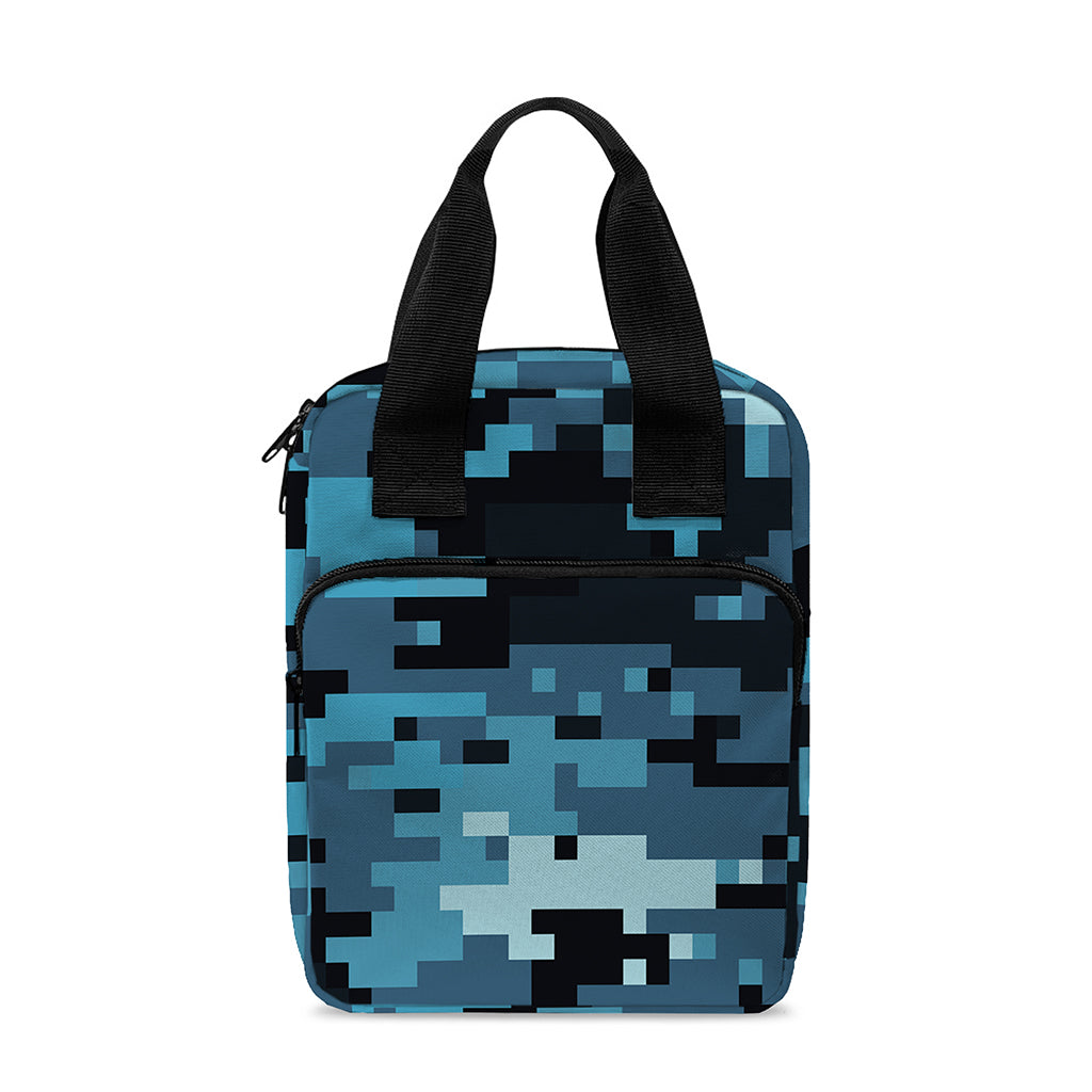 Blue And Black Digital Camo Print Bible Tote Bag