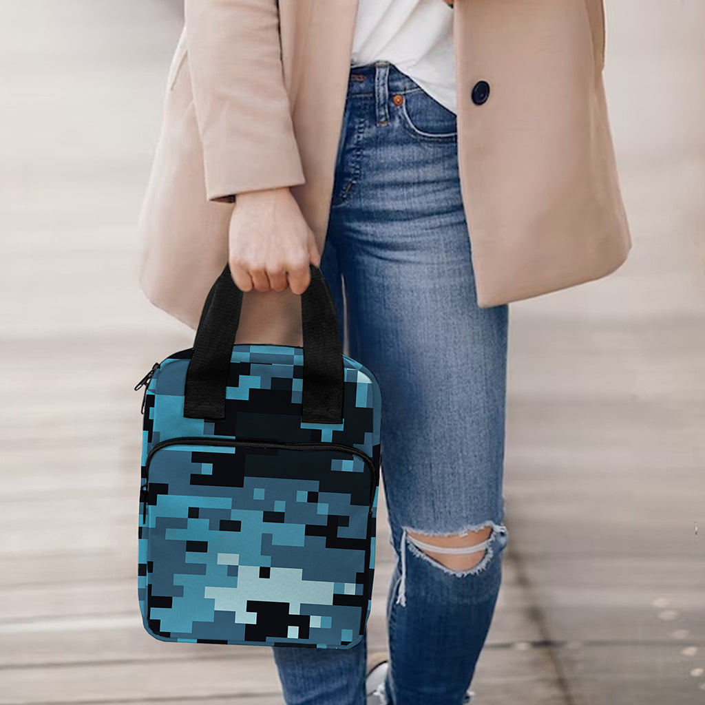 Blue And Black Digital Camo Print Bible Tote Bag