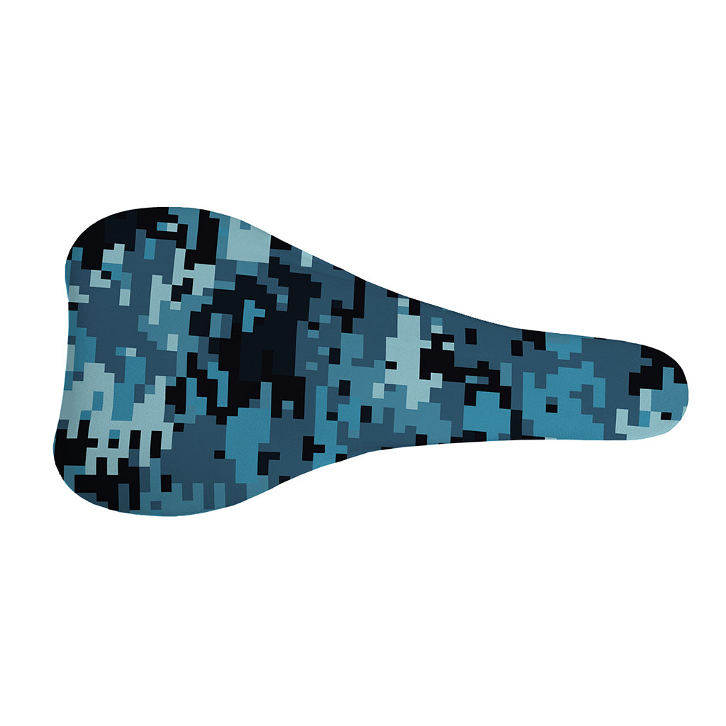 Blue And Black Digital Camo Print Bicycle Seat Cover