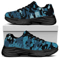 Blue And Black Digital Camo Print Black Chunky Shoes