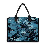 Blue And Black Digital Camo Print Canvas Tote Bag