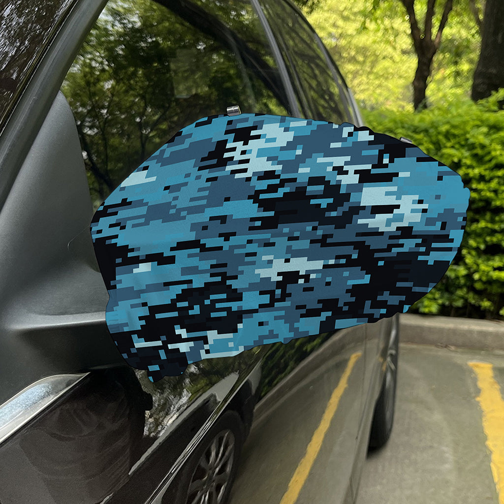 Blue And Black Digital Camo Print Car Side Mirror Covers