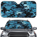 Blue And Black Digital Camo Print Car Windshield Sun Shade