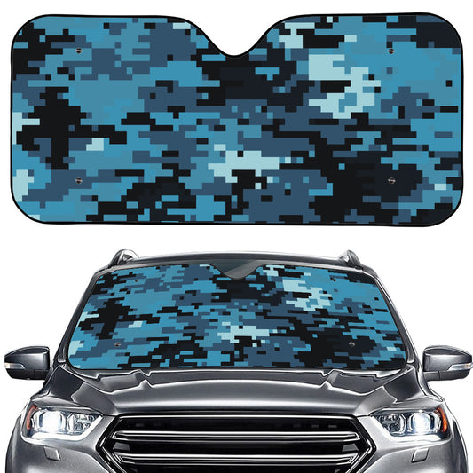 Blue And Black Digital Camo Print Car Windshield Sun Shade