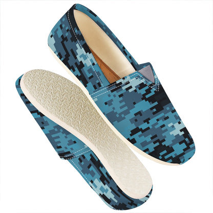 Blue And Black Digital Camo Print Casual Shoes