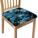 Blue And Black Digital Camo Print Chair Cushion Cover