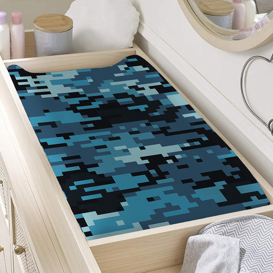Blue And Black Digital Camo Print Changing Pad Cover