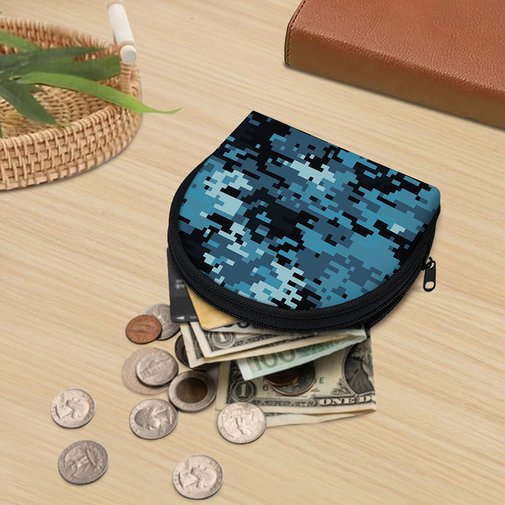 Blue And Black Digital Camo Print Coin Purse