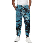 Blue And Black Digital Camo Print Cotton Pants
