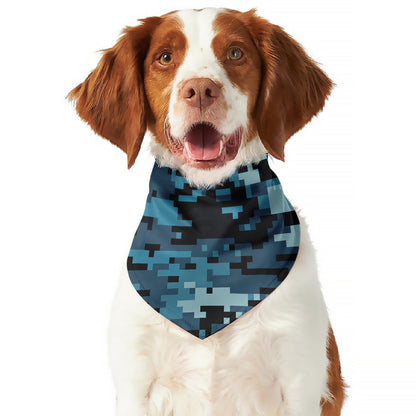 Blue And Black Digital Camo Print Dog Bandana