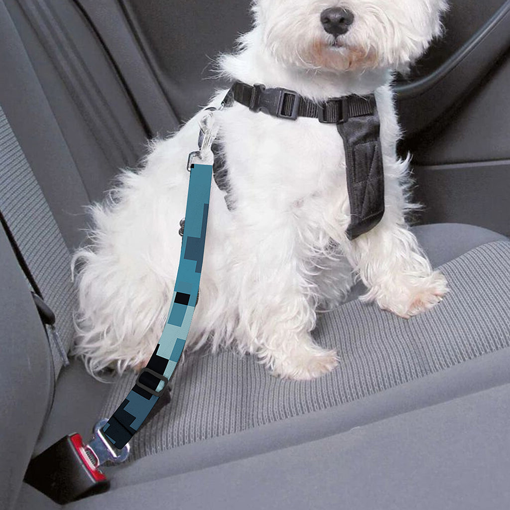 Blue And Black Digital Camo Print Dog Seat Belt
