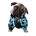 Blue And Black Digital Camo Print Dog Zip Up Hoodie