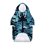 Blue And Black Digital Camo Print Dog Zip Up Hoodie