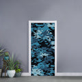Blue And Black Digital Camo Print Door Sticker