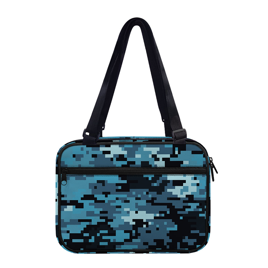 Blue And Black Digital Camo Print Double Strap Bible Bag