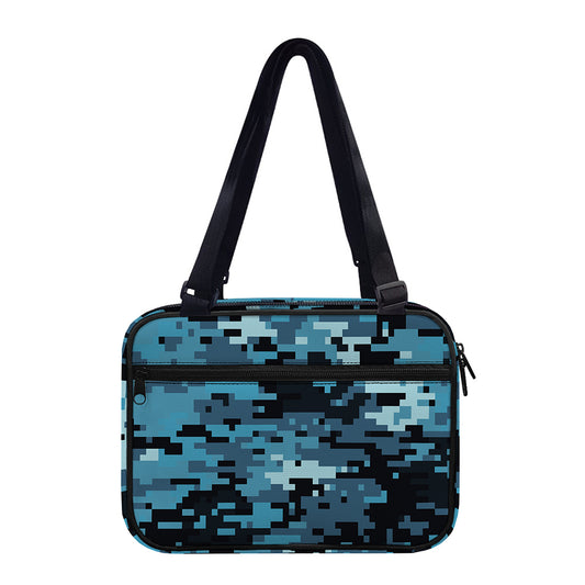 Blue And Black Digital Camo Print Double Strap Bible Bag